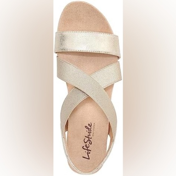 LIFE STRIDE Soft System Gold Shimmer Sandals - Picture 14 of 14
